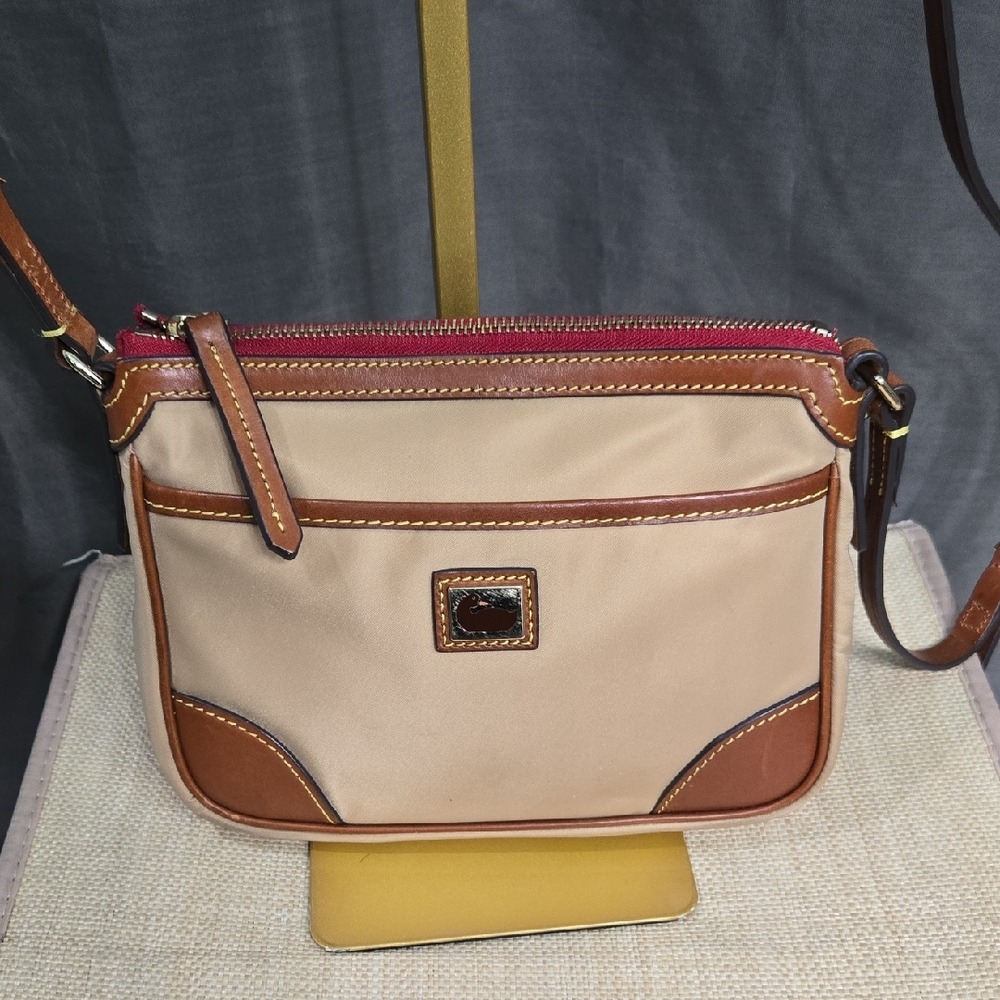 Dooney & Bourke Beige Nylon Crossbody with Leather Trim
